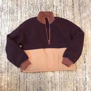 Crop fleece color block jacket